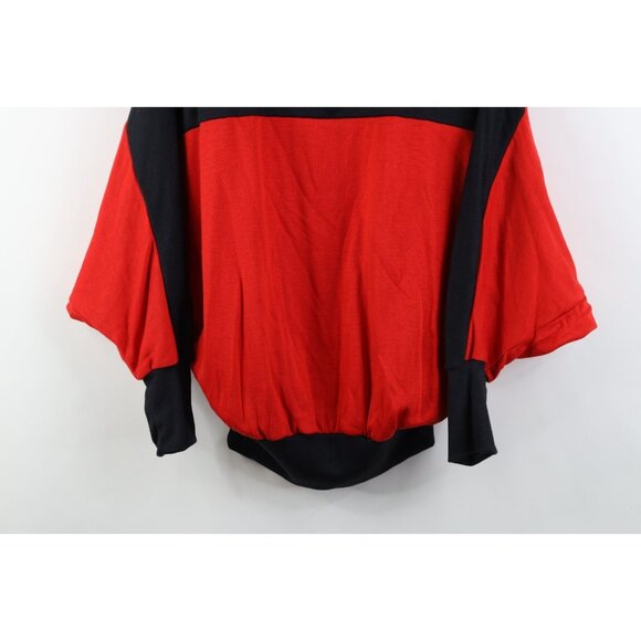 Vintage 70s 80s Mid Mod Womens Medium Dolman Sleeve Color Block Sweatshirt USA - Picture 3 of 11